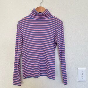 Women’s vintage pastel striped turtleneck long sleeve size extra small